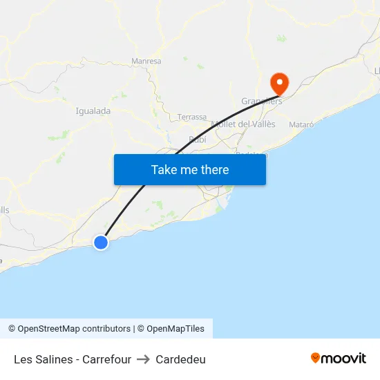 Les Salines - Carrefour to Cardedeu map