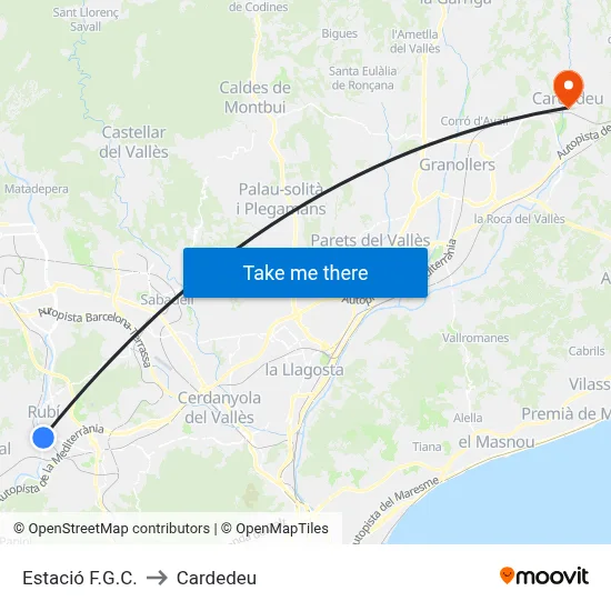 Estació F.G.C. to Cardedeu map