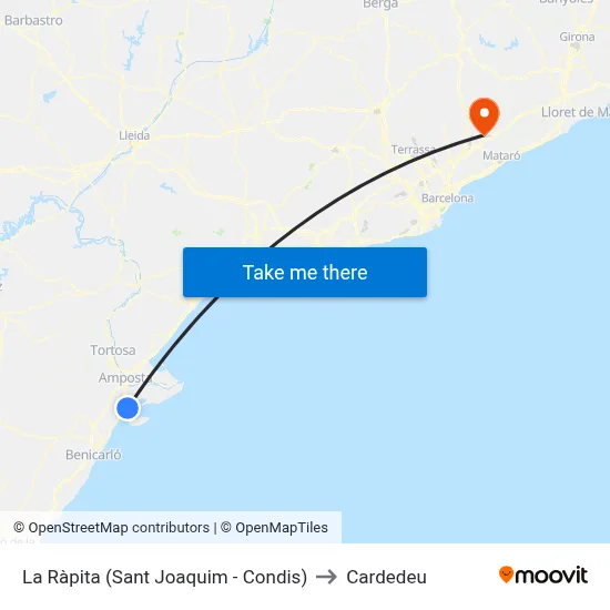 La Ràpita (Sant Joaquim - Condis) to Cardedeu map