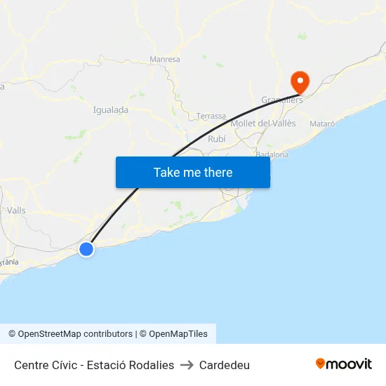 Centre Cívic - Estació Rodalies to Cardedeu map
