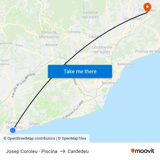 Josep Coroleu - Piscina to Cardedeu map