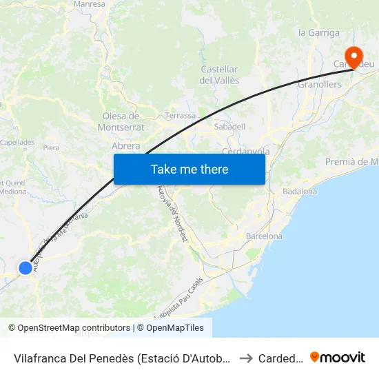 Vilafranca Del Penedès (Estació D'Autobusos) to Cardedeu map