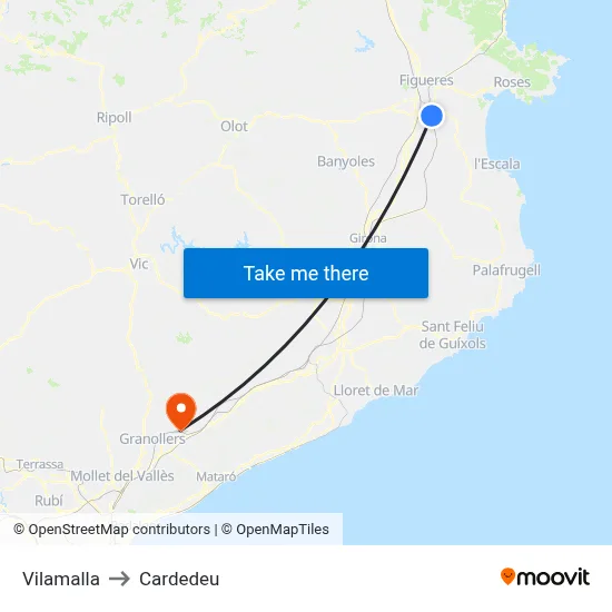 Vilamalla to Cardedeu map