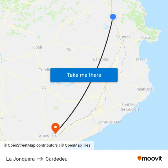 La Jonquera to Cardedeu map