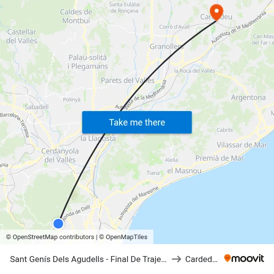 Sant Genís Dels Agudells - Final De Trajecte to Cardedeu map