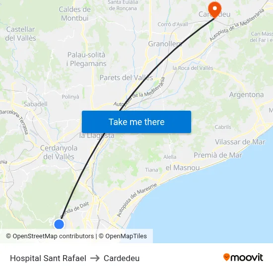 Hospital Sant Rafael to Cardedeu map
