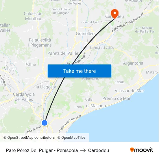 Pare Pérez Del Pulgar - Peníscola to Cardedeu map