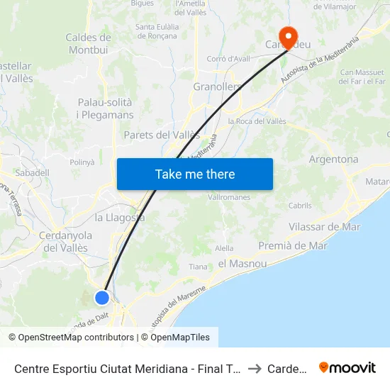 Centre Esportiu Ciutat Meridiana - Final Trajecte to Cardedeu map