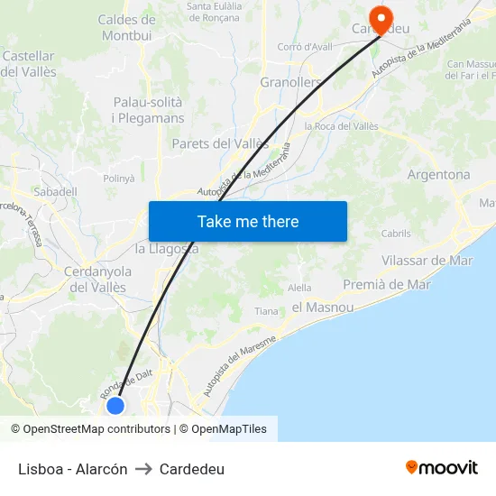 Lisboa - Alarcón to Cardedeu map