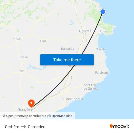 Cerbère to Cardedeu map