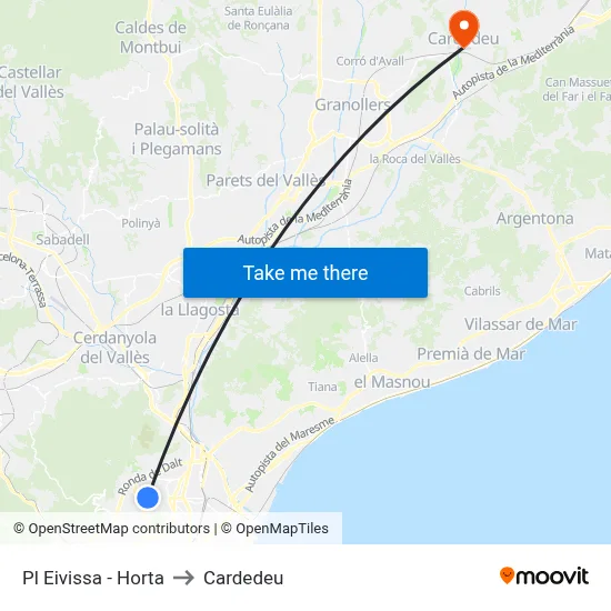 Pl Eivissa - Horta to Cardedeu map