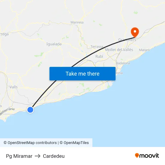 Pg Miramar to Cardedeu map