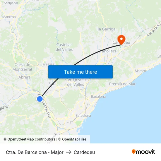 Ctra. De Barcelona - Major to Cardedeu map
