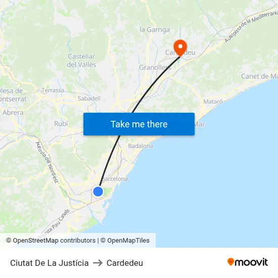 Ciutat De La Justícia to Cardedeu map