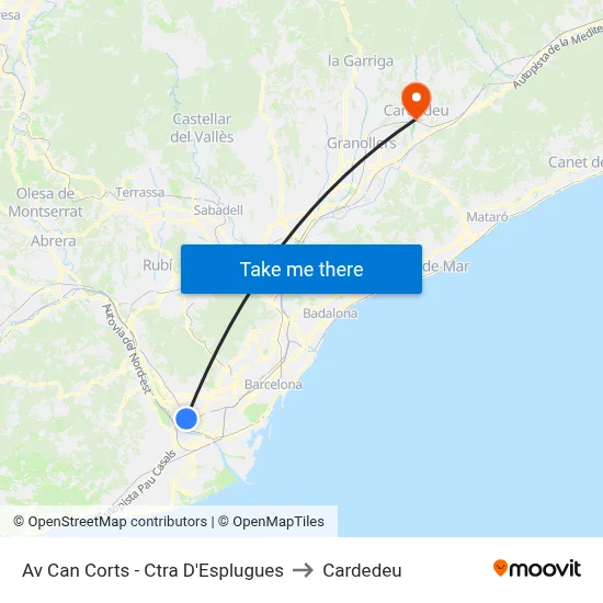 Av Can Corts - Ctra D'Esplugues to Cardedeu map