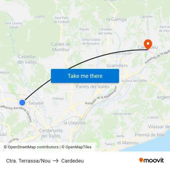 Ctra. Terrassa/Nou to Cardedeu map