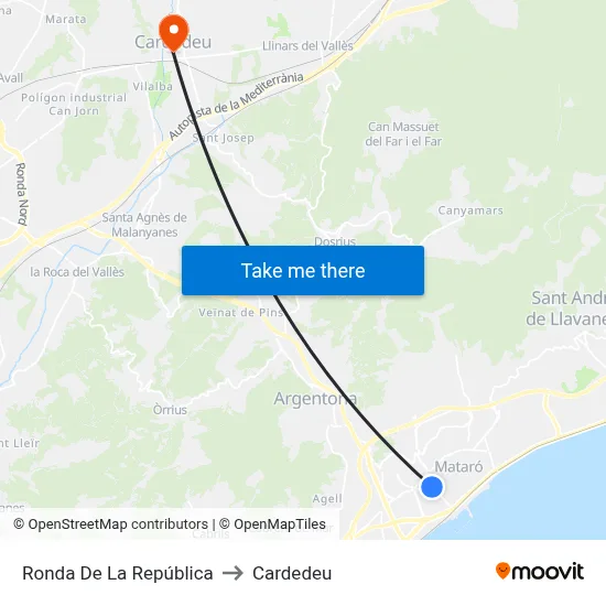 Ronda De La República to Cardedeu map