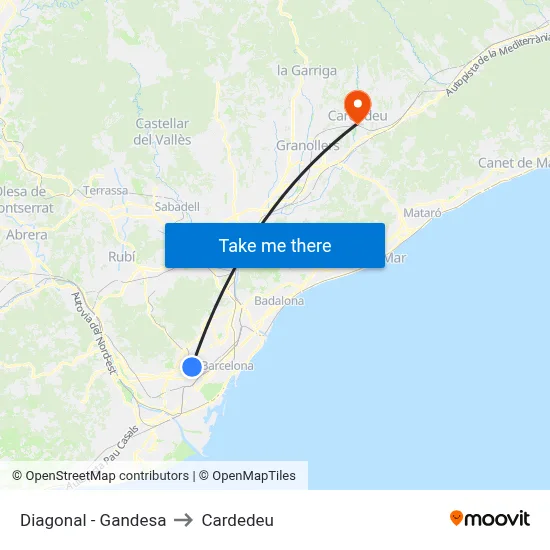 Diagonal - Gandesa to Cardedeu map