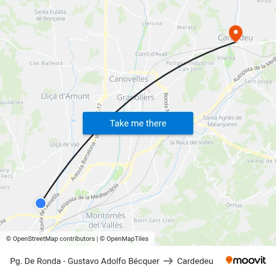 Pg. De Ronda - Gustavo Adolfo Bécquer to Cardedeu map