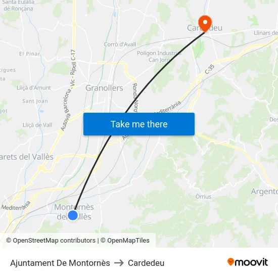 Ajuntament De Montornès to Cardedeu map