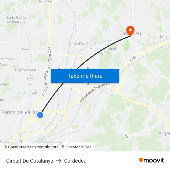 Circuit De Catalunya to Cardedeu map