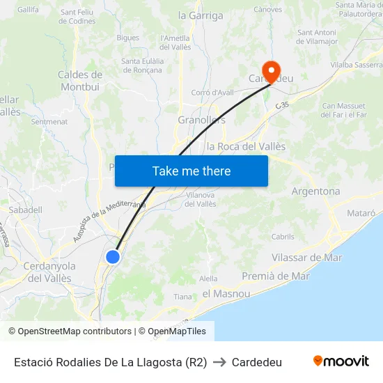 Estació Rodalies De La Llagosta (R2) to Cardedeu map