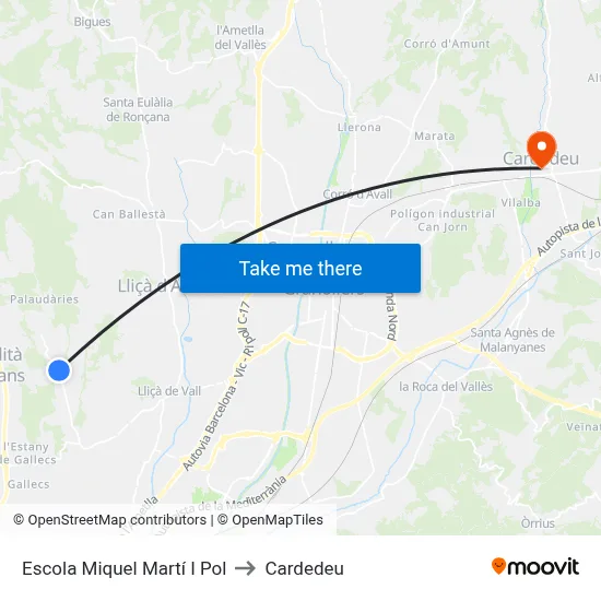 Escola Miquel Martí I Pol to Cardedeu map