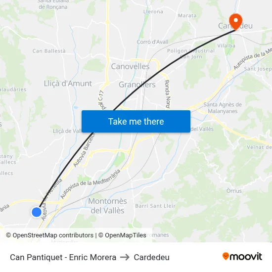 Can Pantiquet - Enric Morera to Cardedeu map
