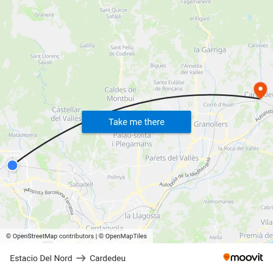 Estacio Del Nord to Cardedeu map