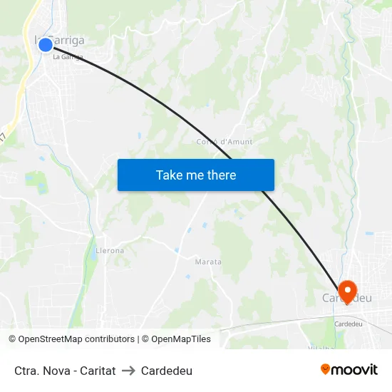 Ctra. Nova - Caritat to Cardedeu map