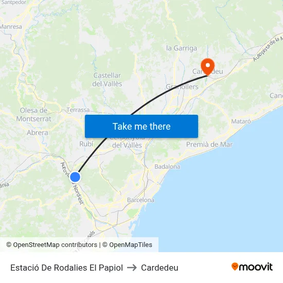 Estació De Rodalies El Papiol to Cardedeu map