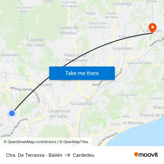 Ctra. De Terrassa - Bailén to Cardedeu map