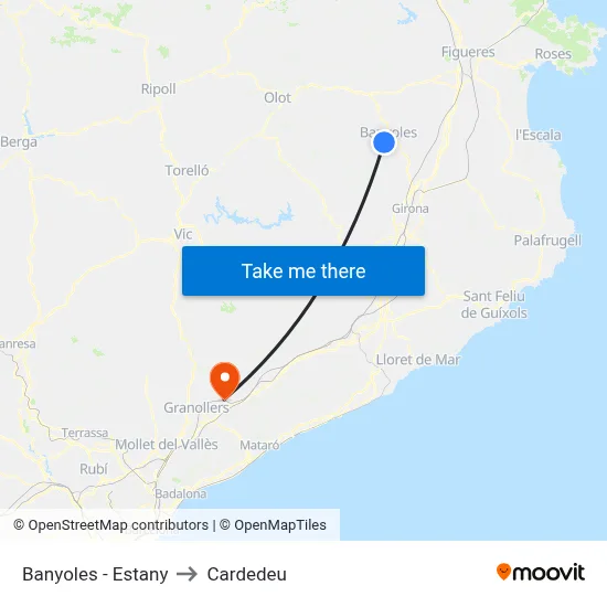 Banyoles - Estany to Cardedeu map