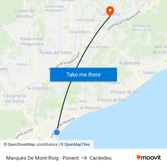Marquès De Mont-Roig - Ponent to Cardedeu map