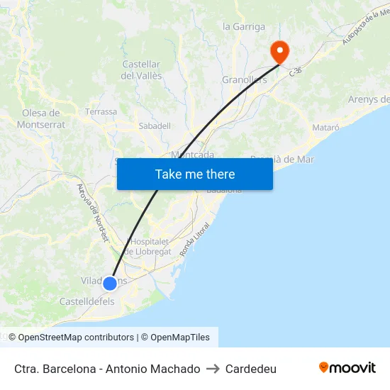 Ctra. Barcelona - Antonio Machado to Cardedeu map
