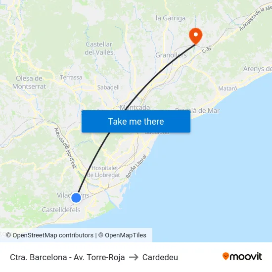 Ctra. Barcelona - Av. Torre-Roja to Cardedeu map
