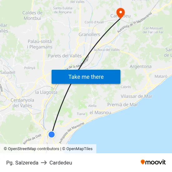 Pg. Salzereda to Cardedeu map
