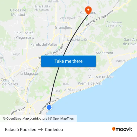 Estació Rodalies to Cardedeu map
