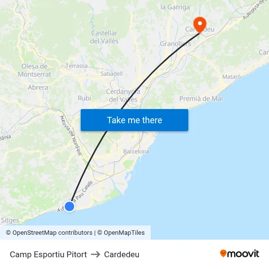 Camp Esportiu Pitort to Cardedeu map