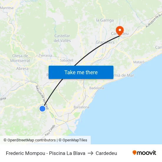 Frederic Mompou - Piscina La Blava to Cardedeu map