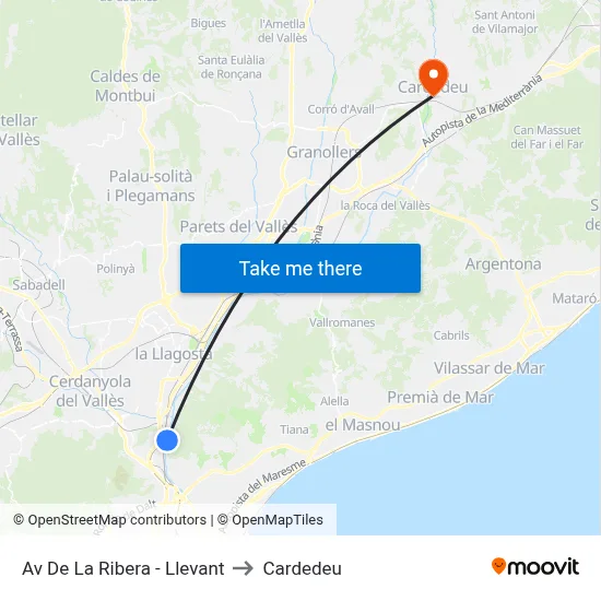 Av De La Ribera - Llevant to Cardedeu map