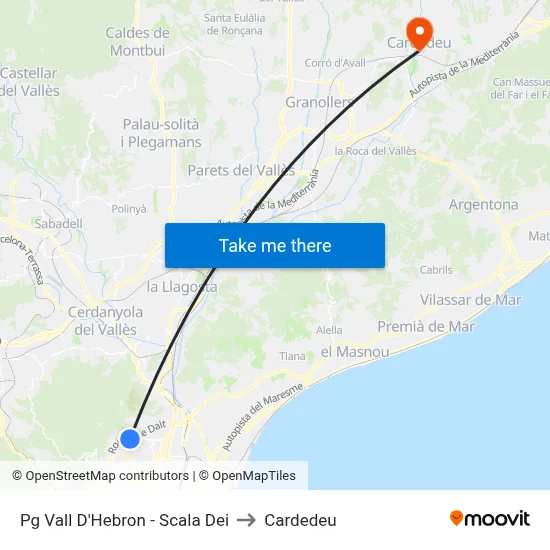 Pg Vall D'Hebron - Scala Dei to Cardedeu map