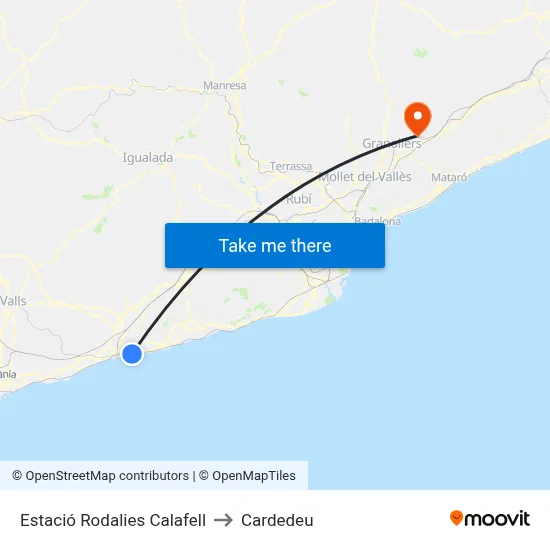 Estació Rodalies Calafell to Cardedeu map
