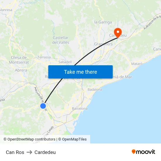Can Ros to Cardedeu map