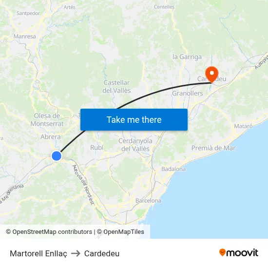 Martorell Enllaç to Cardedeu map