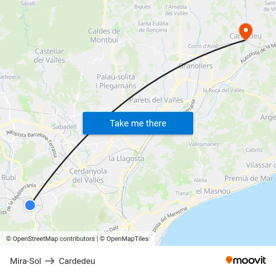 Mira-Sol to Cardedeu map