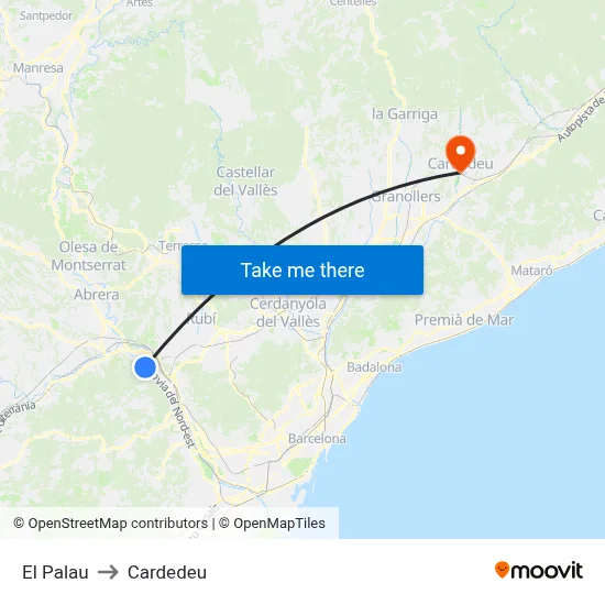 El Palau to Cardedeu map