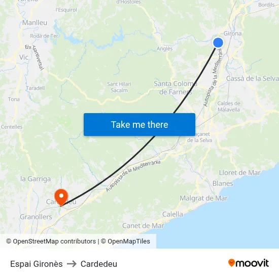 Espai Gironès to Cardedeu map