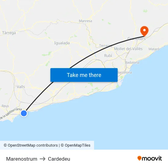 Marenostrum to Cardedeu map