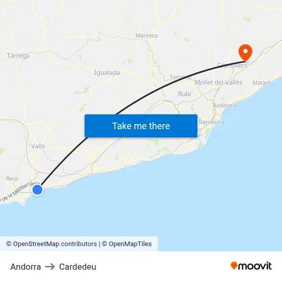 Andorra to Cardedeu map